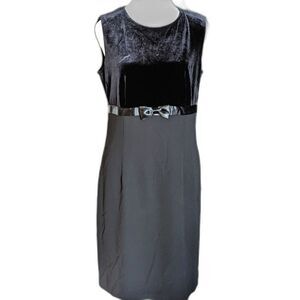 YVES Cossette Depeche Mode Vintage Black Velvet Bow Cocktail Midi Dress Size 10